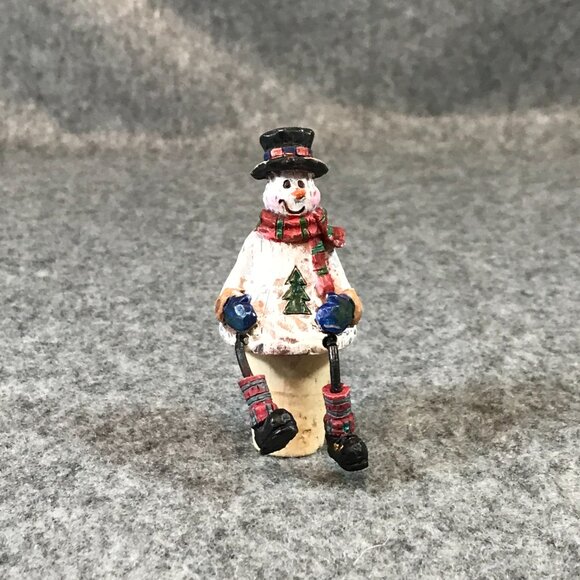 Vintage Figurine Snowman Bottle Cork Stopper - Picture 2 of 7